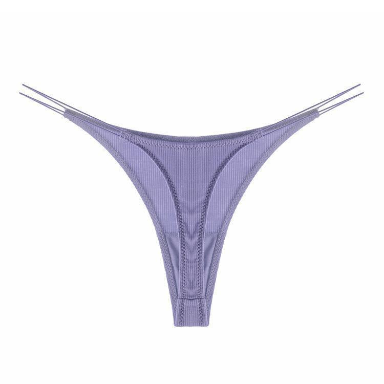 E) 6 Pack G-String Thongs for Women Cotton Panties Stretch T-back Tangas Low Rise Hipster Sexy Underwear S-XL