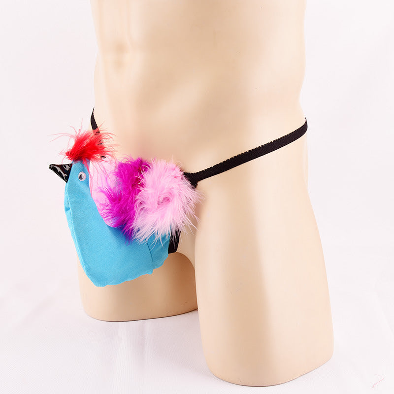 B 6pack feather Man cute thong male panti Sexy man parrot underwear 50-90KG