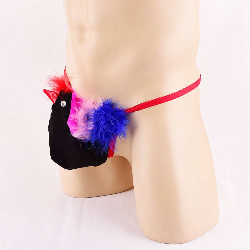 B 6pack feather Man cute thong male panti Sexy man parrot underwear 50-90KG